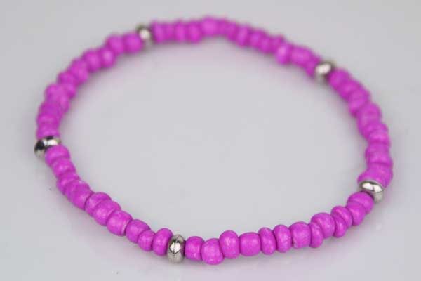 Armband elastisch mit vielen kleinen pinken und silbernen Beads