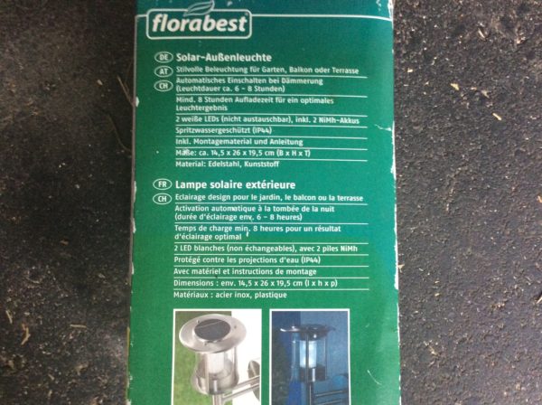 Florabest Solar-Aussenleuchte, neu