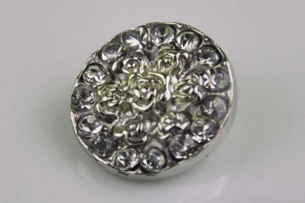 Chunk Button 18mm für Armbänder und Ketten, mit Blumen und klaren Kristallen