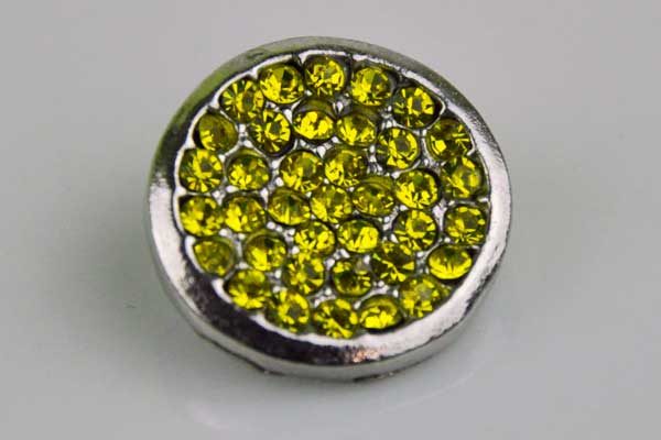 Chunk Button 18mm für Armbänder und Ketten, mit gelben Kristallen