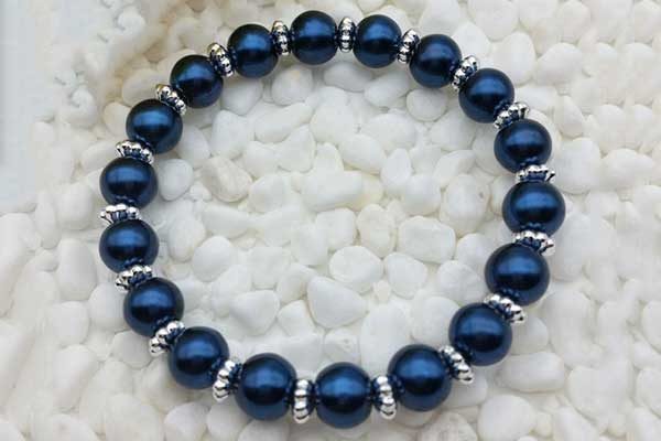 Armband elastisch mit vielen Glasperlen 8mm, cymbidium blau