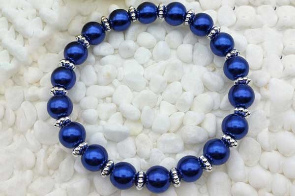 Armband elastisch mit vielen Glasperlen 8mm, dunkelblau