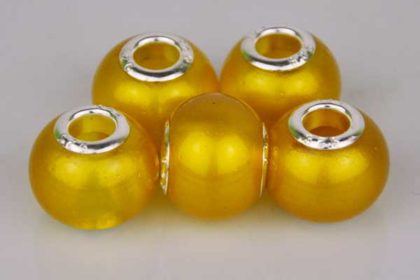 Lampwork Beads Murano, 14 x 10 mm, gold