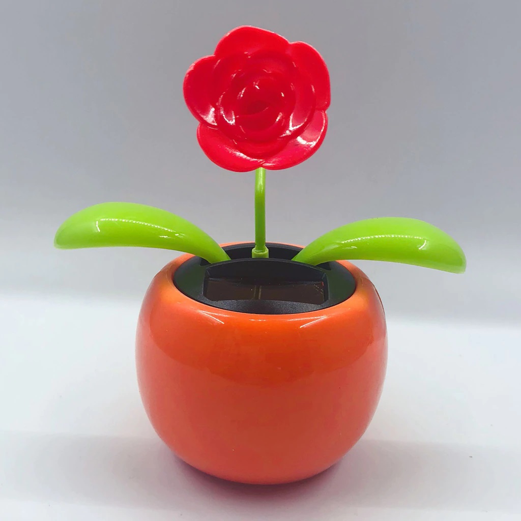 Wackelfigur mit Solarfunktion – Blumentopf orange mit roter Blume   Elektronik • Haushalt • Schmuck • Bastelartikel • Büroartikel • Accessoires  uvm.